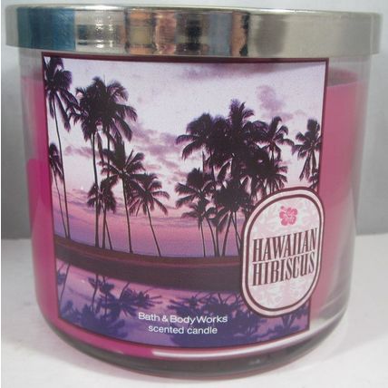 Bath & Body Works 3 wick 14.5 oz Candle coconut jasmine Hawaiian Hibiscus