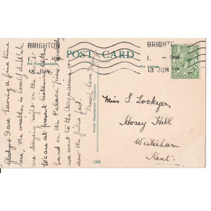 Antique GB Postcard 1917 - Aquarium, Brighton, Sussex