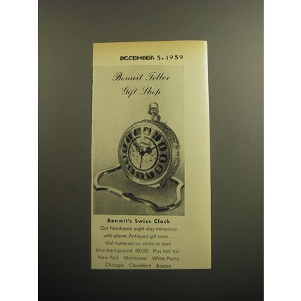 1959 Bonwit Teller Advertisement - Bonwit Teller Gift Shop Bonwit's Swiss Clock