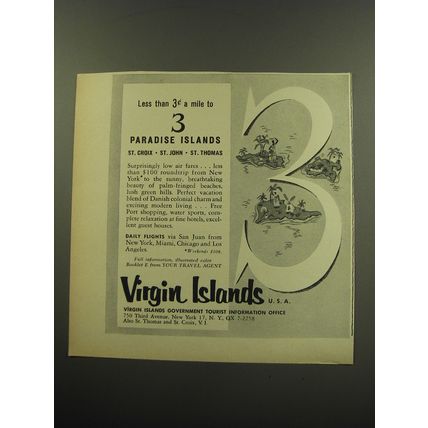 1959 Virgin Islands Government Tourist Information Office Advertisement