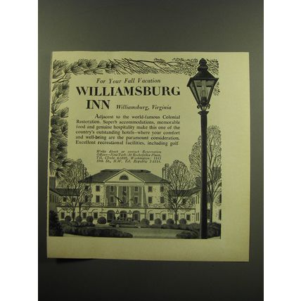 1959 Williamsburg Inn Ad - For your fall vacation Williamsburg Inn