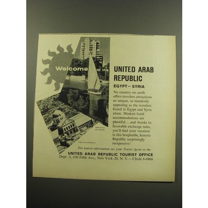 1959 United Arab Republic Tourist Office Advertisement