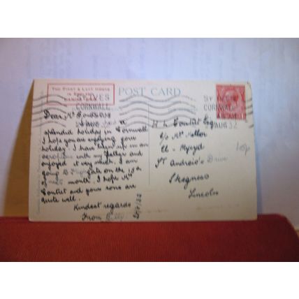 FIRST & LAST HOUSE, LAND'S END, Cornwall used vintage postcard 1932 pm =