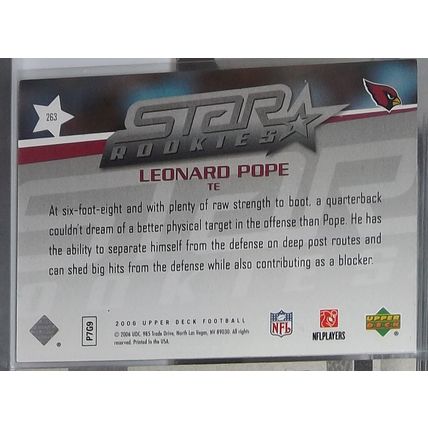 2006 Upper Deck Rookie Exclusive LEONARD POPE (Cardinals) Star Rookies Card #263