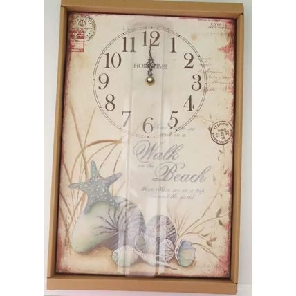 Walk on the Beach Metal Wall Clock Shabby Chic 39 CM Time Gift Home Decor