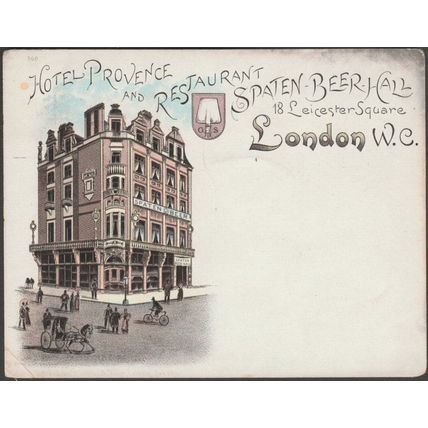 Hotel Provence & Spaten-Beer-Hall, London, c.1900 - Winkler & Voigt Court Card