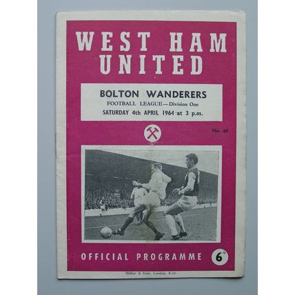 WEST HAM UNITED v BOLTON WANDERERS Div1 04/04/1964