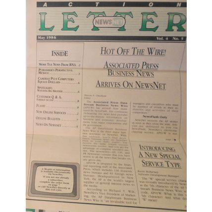 NewsNet Action Letter, 11 issues lot, 1985-1986. Electronic news service.