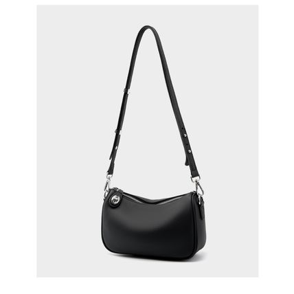 Genuine Leather Women Swinger Fashion Shoulder Cross Bag Black
