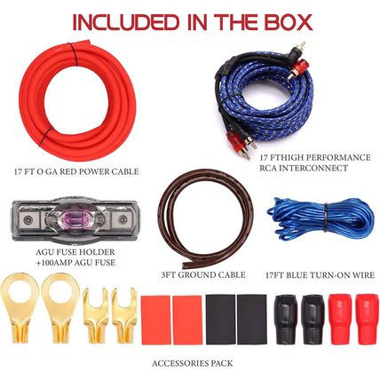 0 Gauge Amp Wiring Kit,3000 Watt Amplifier Sub Installation Kit Make Connections