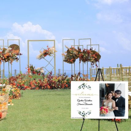 63" Tall Display Easel Stand for Wedding Sign Poster, Foldable and Adjustable Fl