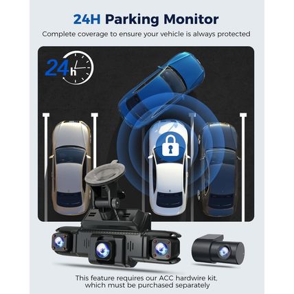 360 View 4 Channel Dash Cam Front and Rear Left Right inside Camera for Cars, GP