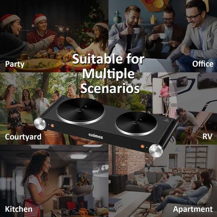 Cusimax Hot Plate for Cooking 1800W Portable Electric Double Burner Countertop C
