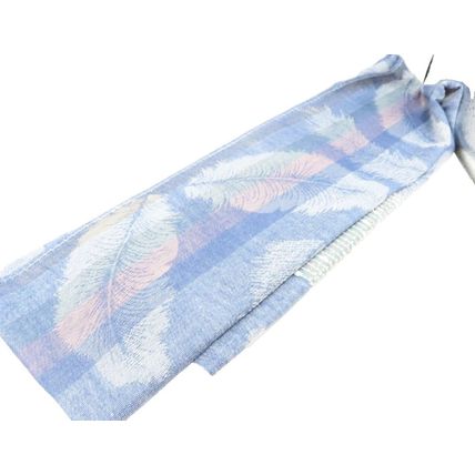 Ladies Scarf Leaf Design on a Blue Background with Diamante Detail & Fringing