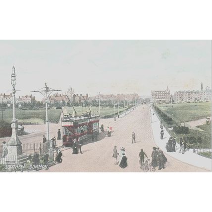 Animated Southsea Common Including A Tram Southsea Hampshire Postcard (QHAM287)