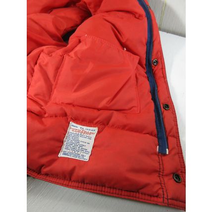 Vintage Alexander's Down Vest Large Cotton Polyester Blue Red Zip Snap Pockets