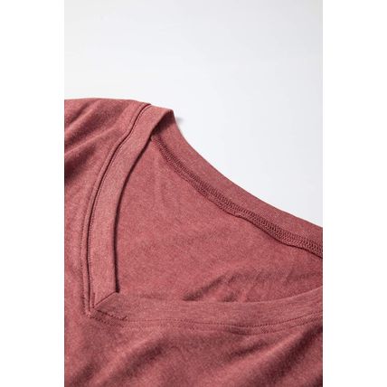 Racing Red Side Slits V Neck Loose Fit Tunic Top