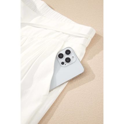 White Solid Drop Waist Pleated Wide Leg Casual Pants