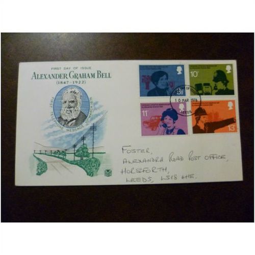 1976 GB Telephone Centenary Stuart FDC Leeds FDI stamps Alexander Graham Bell