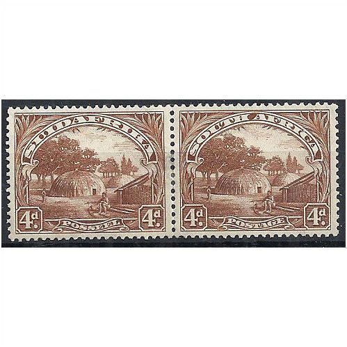 South Africa 1927 SG35b 4d Brown Mounted Mint PAIR . .
