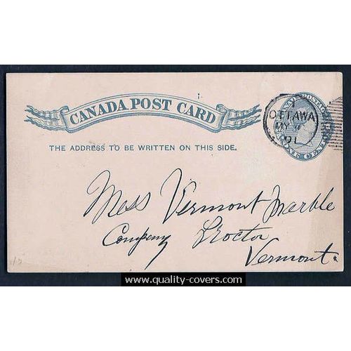 Canada ! #P7b Postal Card USED 1891 Ottawa 24 Grill