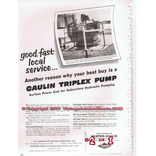 MANTON-GAULIN MFG COMPANY 1955 oil gas pump Young Radiator vintage ad
