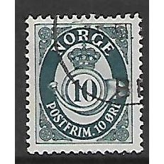 NORWAY 1937 POST HORN 10 ORE GREY SG 413 FINE USED#3