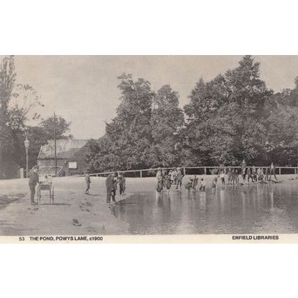 Powys Lane Pond Enfield Vintage Picture Photo Postcard