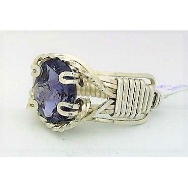 Iolite Sterling Silver Wire Wrap Gemstone Ring sz 5