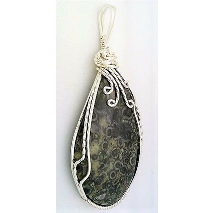 Bird Eye Jasper Silver Copper Wire Wrap Gemstone Pendant 9