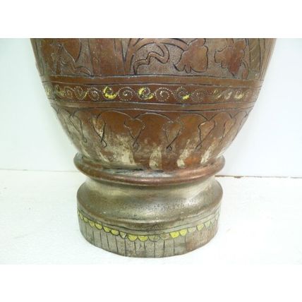 Large Antique Islamic Brass Vase Arabesque Calligraphic Writing & Designs H 33cm