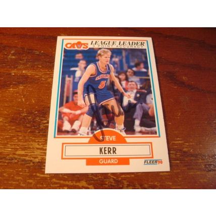 1990 Fleer. League Leader, Autograph Card, STEVE KERR, w/COA, Cavs