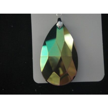 Faceted 51ax30mm dichroic Austrian cut glass pear pendant on 20" snake chain
