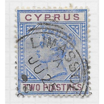 CYPRUS 1894 QV TWO PIASTRES TWO COLOURS WMK CA USED SG43 43 SG