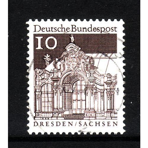 GERMANY 1966 10pf BROWN BUILDINGS SG 1368 FINE USED#2