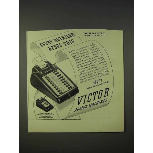 1940 Victor Adding Machine Ad - Every Retailer Needs