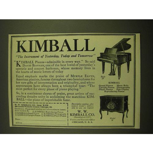 1924 Kimball Style 29 Piano and Model M Phonograph Ad - Kimball The instrument