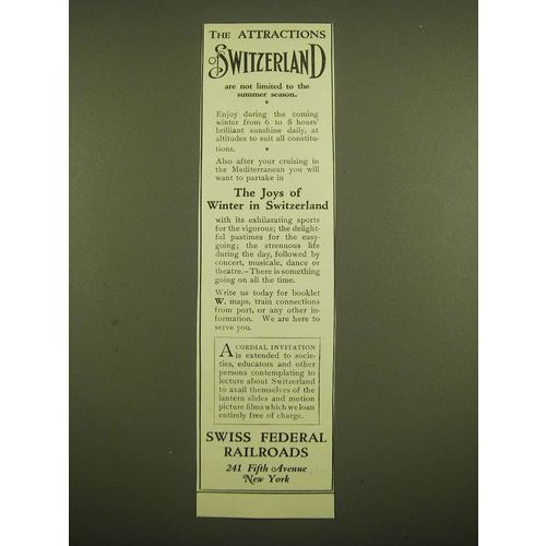 1924 Swiss Federal Railroads Ad - The attractions of Switzerland