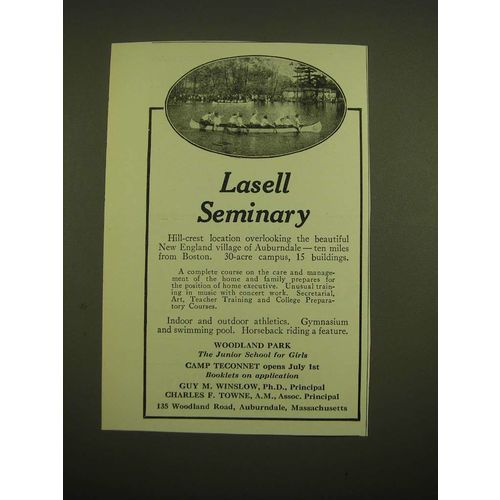 1924 Lasell Seminary Ad - Canoeing