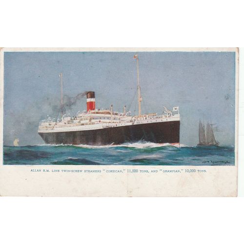 Artist Drawn Allen Line R.M.S. Corsican Or Grampian Shipping Postcard (S12325)