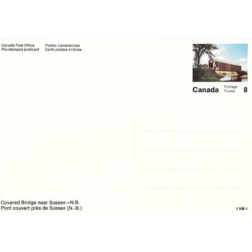 Canada #VC 47 Set 1-NB-1 Postal Card MINT Covered Bridge near Sussex-N.B.