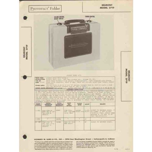 BELMONT model 5P19 5 tube AM radio receiver Sams Photofact manual