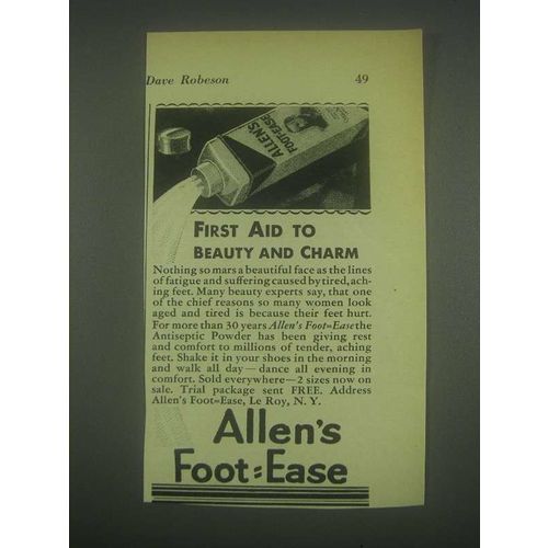 1932 Allen's Foot-Ease Ad - First Aid To Beauty Charm