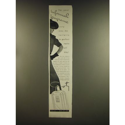1939 Coty Eau de Toilette Ad - For your informal fragrance coty eau de toilette