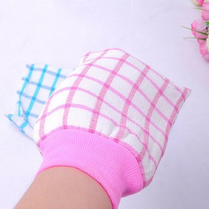 Quality Thicken Plaid Bath SPA Exfoliating Shower Mit Body Scrub Wash Bath Glove