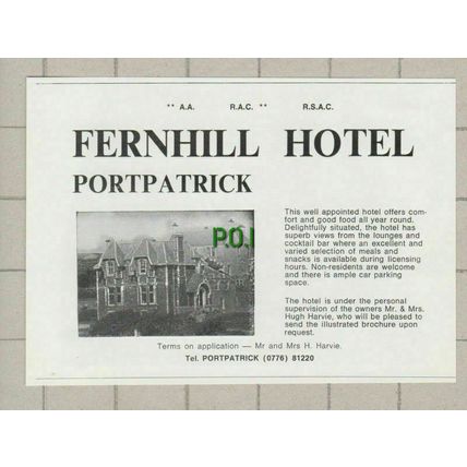 (5339) Fernhill Hotel Portpatrick Scotland Mr & Mrs Hugh Harvie - 1976 Clip