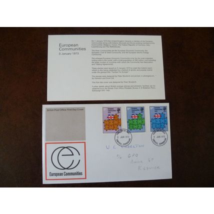 1973 Britain's entry into Europe GB PO First Day Cover Carlisle SG919-21