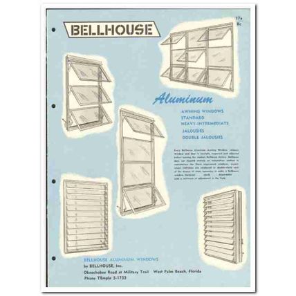 Bellhouse Inc 1958 vintage windows catalog aluminum jalousie awning