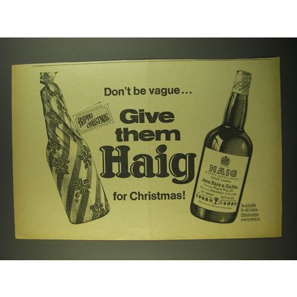 1967 Haig Scotch Ad - Don't be vague.. Give them Haig for Christmas