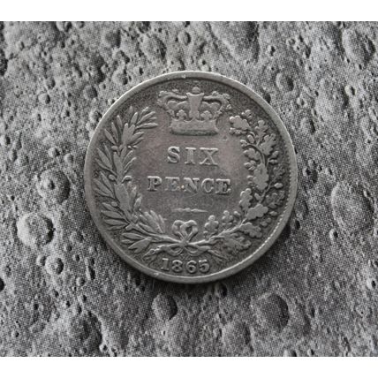 1865 Queen Victoria Silver Sixpence 6d British English 92.5% Silver Die 32